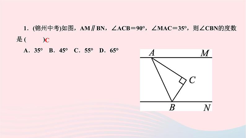 2024七年级数学下册第五章相交线与平行线专题训练二平行线中的拐点问题__教材P23习题72变式与拓展作业课件新版新人教版第3页