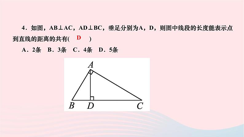 2024七年级数学下册第五章相交线与平行线周周练一作业课件新版新人教版第4页