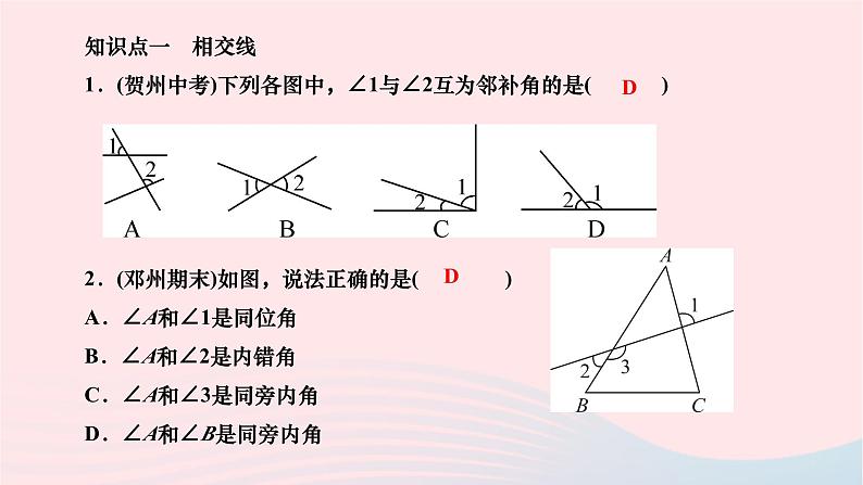 2024七年级数学下册第五章相交线与平行线章末复习作业课件新版新人教版第2页