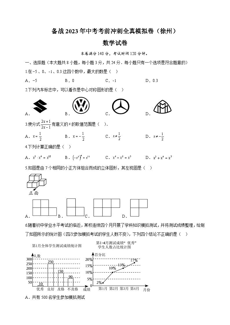 考前冲刺卷02-2023年中考数学全真模拟试卷（徐州卷）01