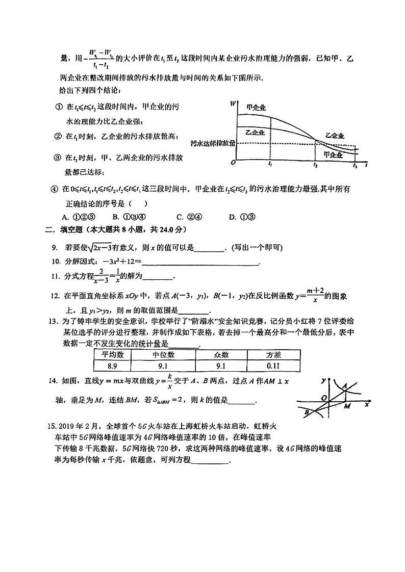 北京市汇文中学2023_2024学年下学期九年级开学考数学试卷+02