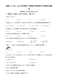 安徽省安庆市桐城市第二中学2023-2024学年九年级上学期期末数学试题（原卷+解析）