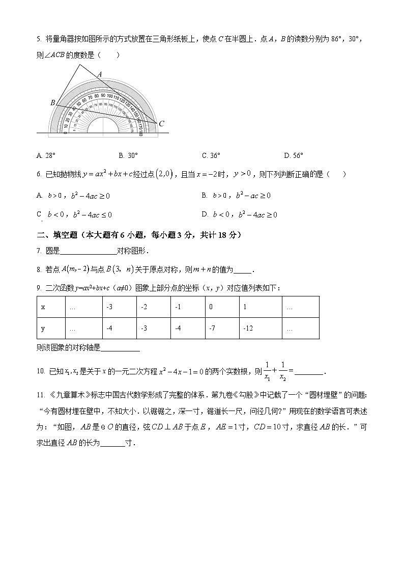 精品解析：江西省赣州市经开区2023-2024学年九年级上学期期中数学试题（原卷版）第2页