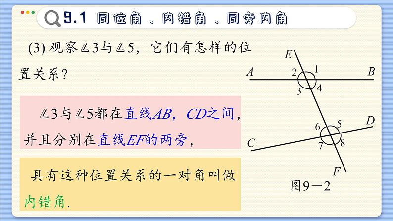 青岛数学七年级下册 9.1  同位角、内错角、同旁内角  PPT课件07