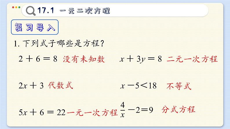 沪科数学8年级下册 17.1  一元二次方程  PPT课件第3页