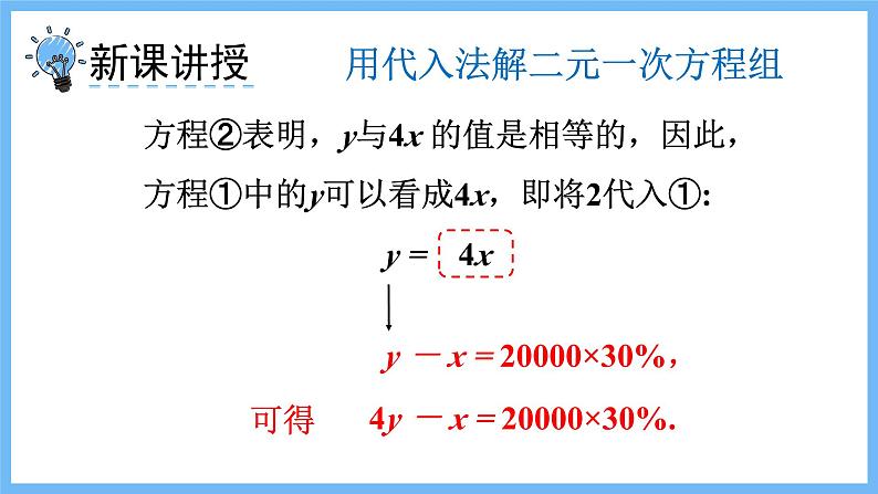 华师大数学七年级下册 7.2 第1课时 用代入法解二元一次方程组 PPT课件第3页