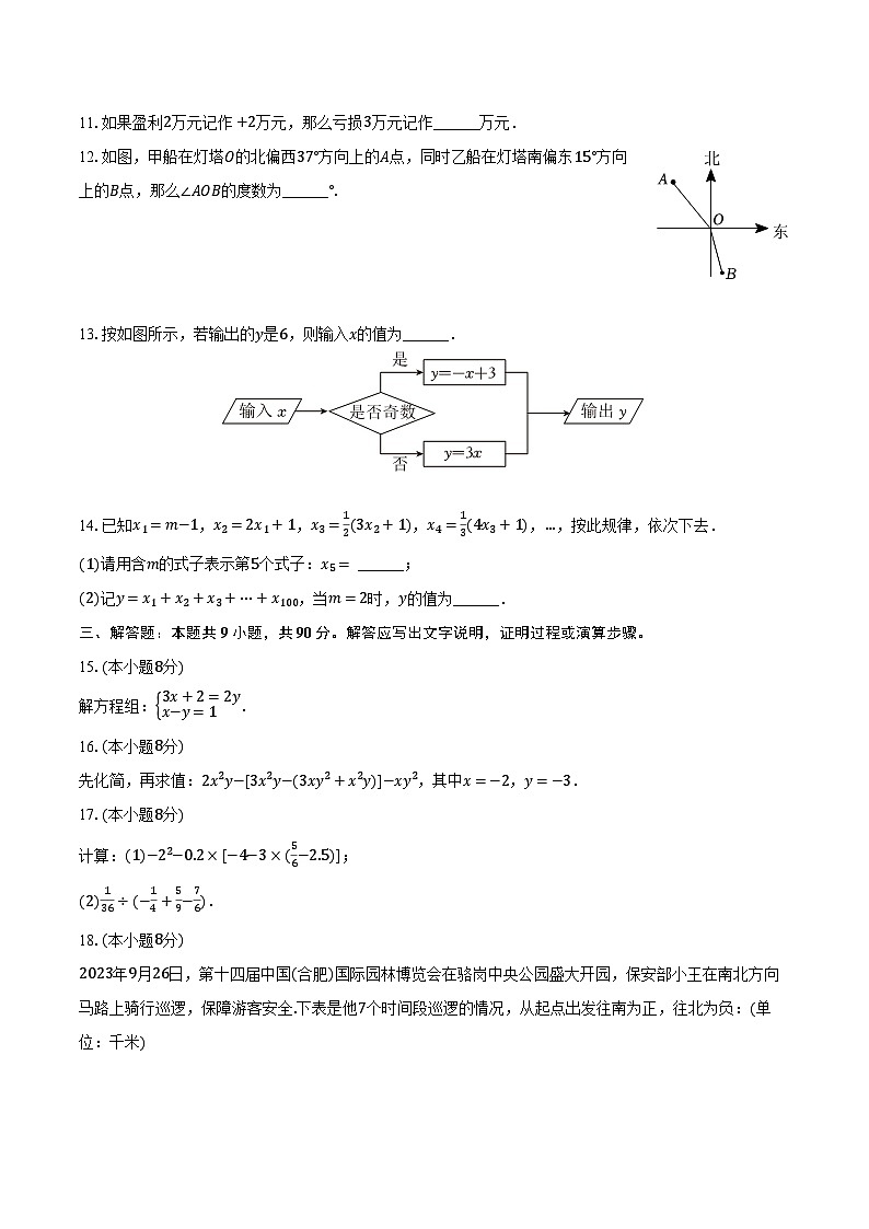 2023-2024学年安徽省亳州市利辛县宇航初级中学七年级（上）期末数学试卷（含解析）第3页