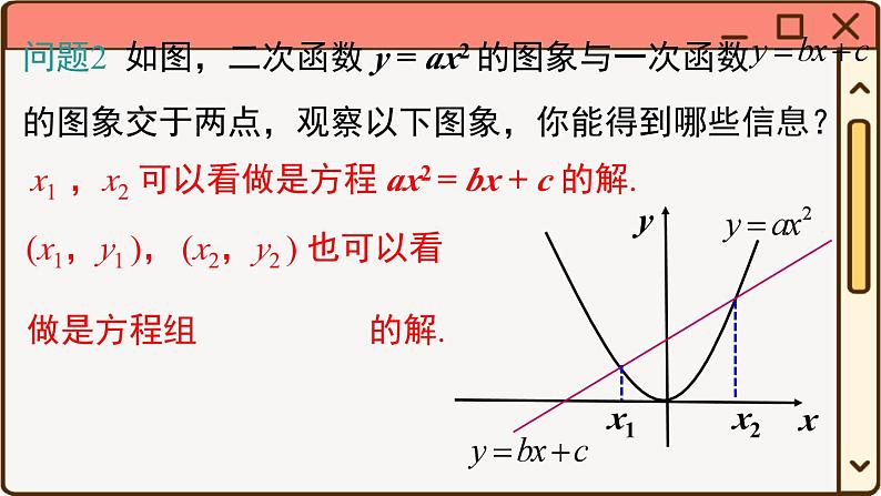 华师大数学九年级下册 26.3 第3课时  利用两个函数的图象求方程（组）和不等式的解 PPT课件第8页