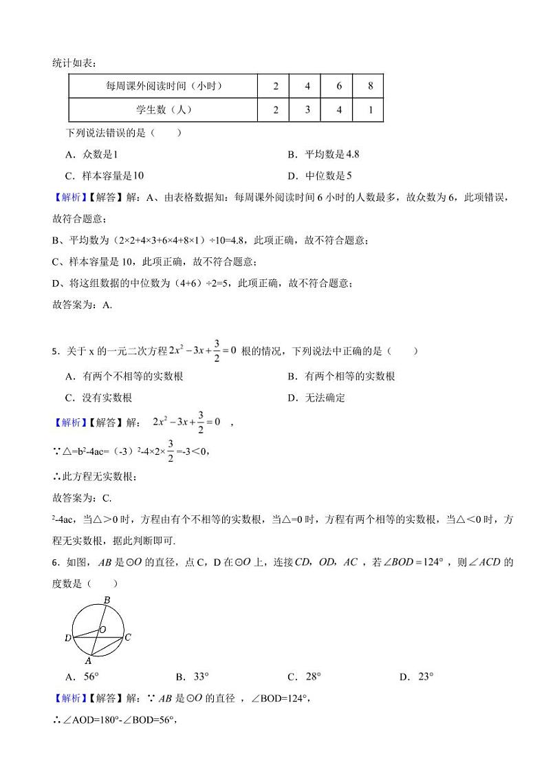 四川省广元市2023年中考数学试题（附真题解析）第2页