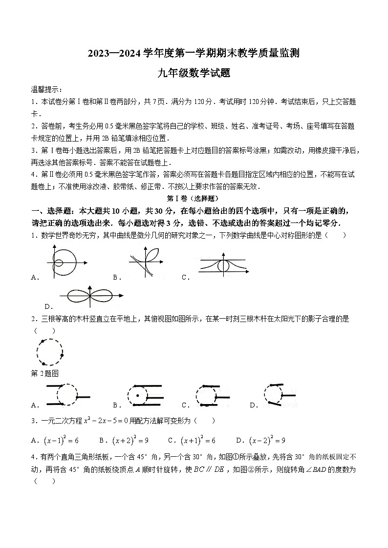 山东省滨州市阳信县2023-2024学年九年级上学期期末数学试题01