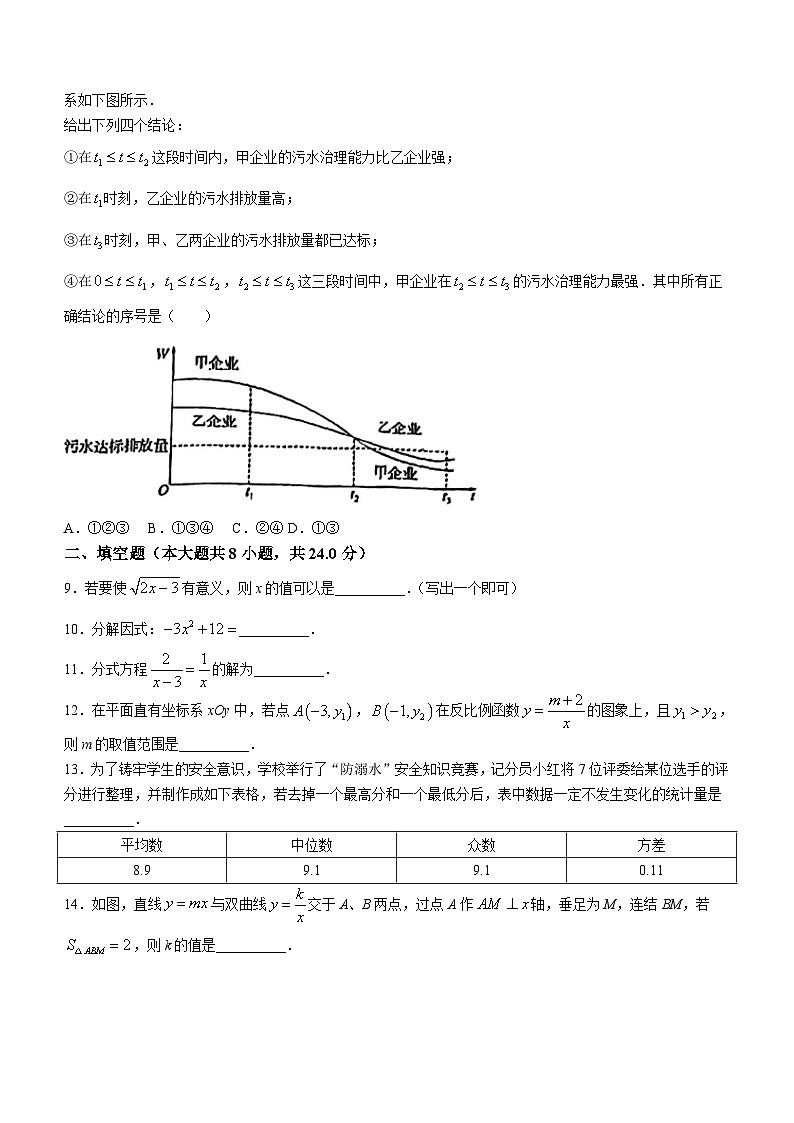北京市重点中学2023-2024学年九年级下学期开学考数学试题(无答案)02