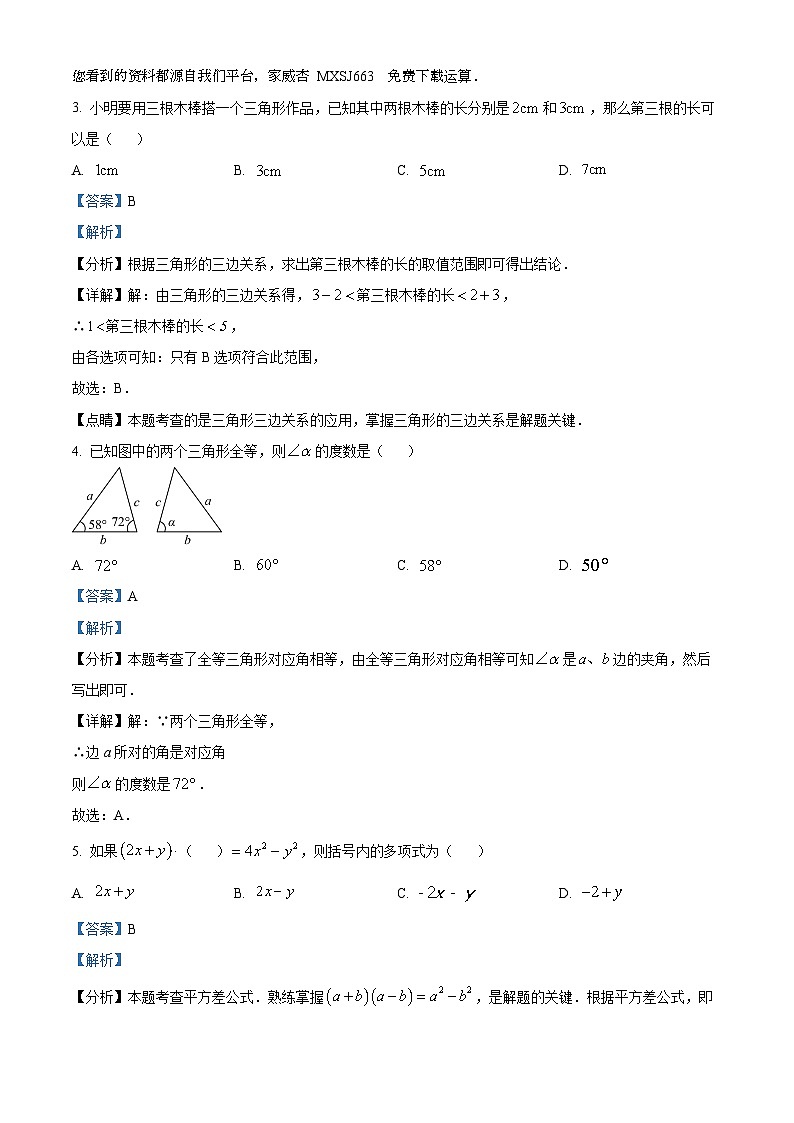 01，浙江省台州市玉环市实验初级中学2023-2024学年八年级上学期期中数学试题02