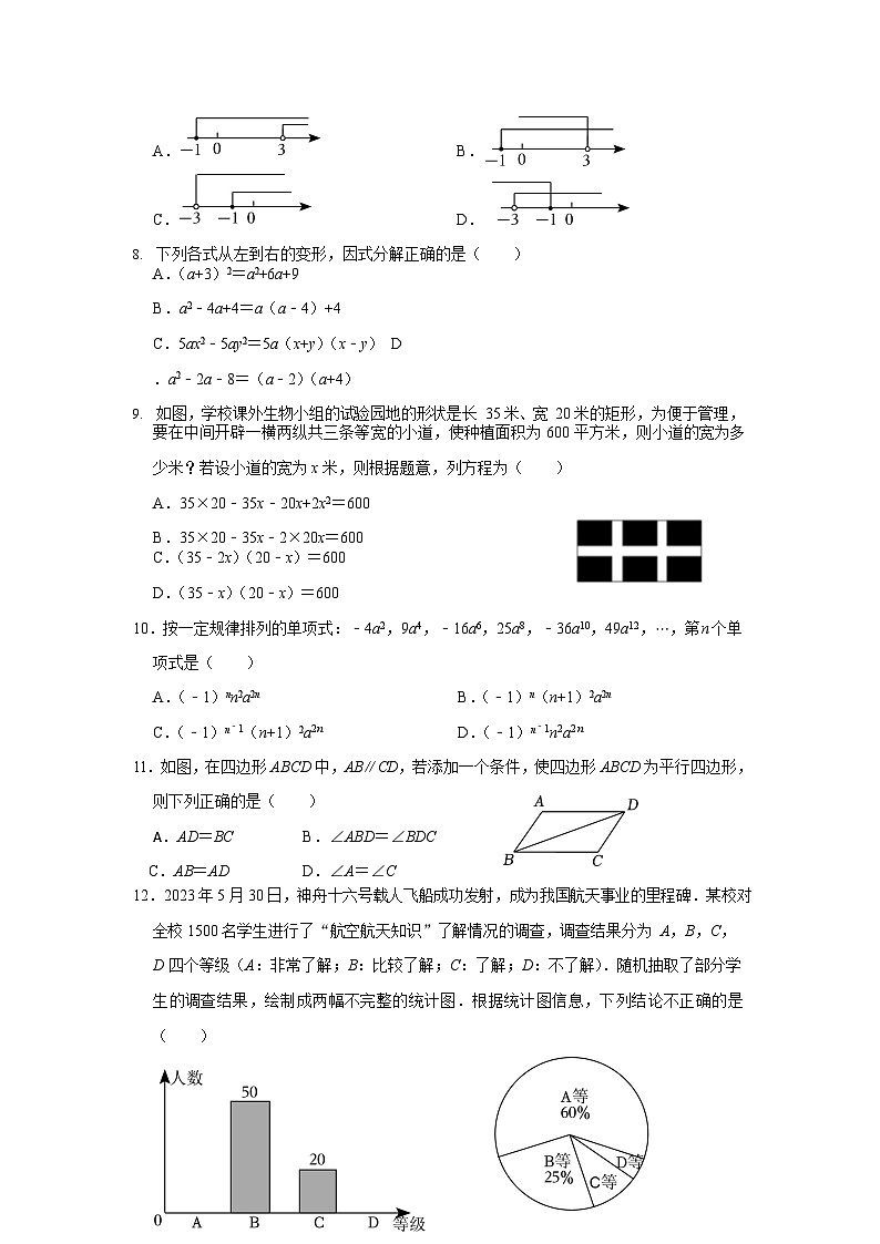 06，  云南省昆明市第八中学长城红鑫校区2023——2024学年下学期开学考试九年级数学试题02