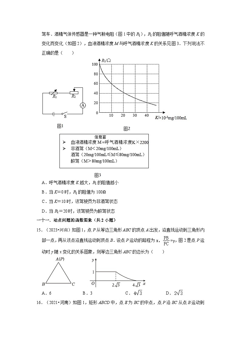 河南省2021-2023三年中考数学真题分类汇编-01选择题知识点分类03