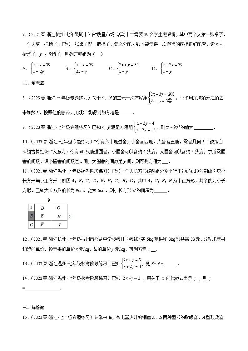 第2章 二元一次方程组（基础、典型、易错、压轴）分类专项训练（原卷版）第2页