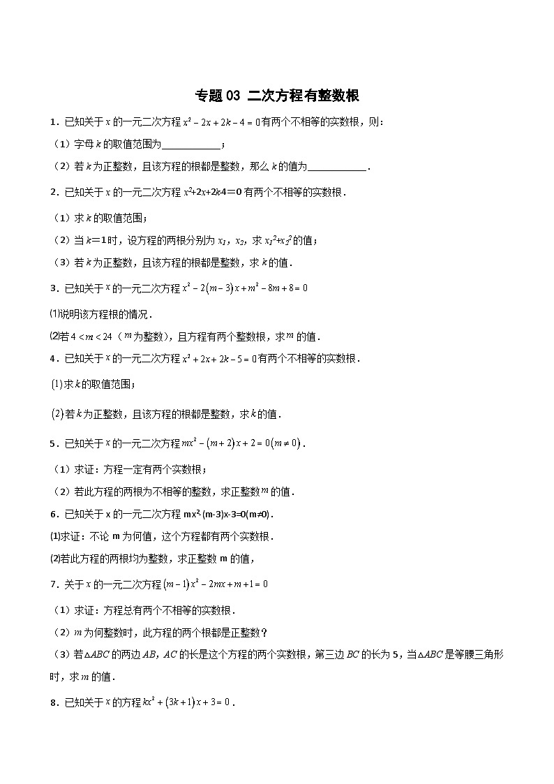 专题03 二次方程有整数根（原卷版）第1页