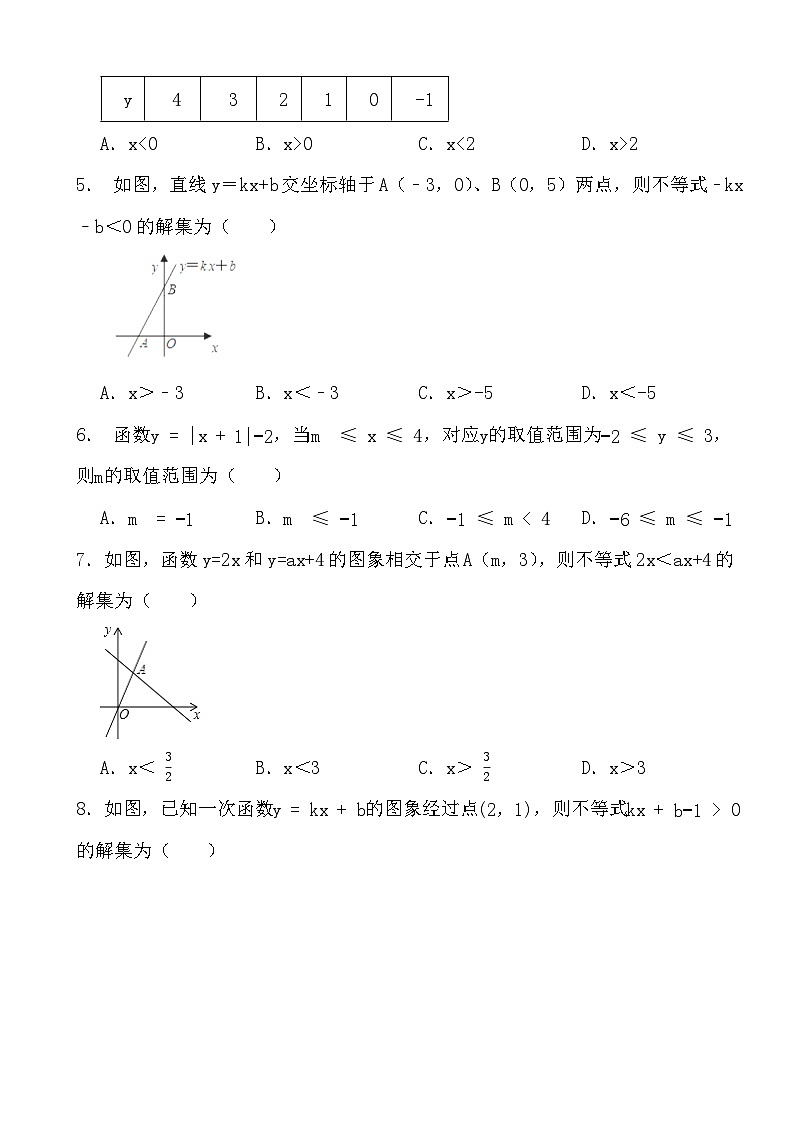 2023-2024学年北师大版数学八年级下册第二章 一元一次不等式与一元一次不等式组2.5 一元一次不等式与一次函数（原卷+答案版）第2页
