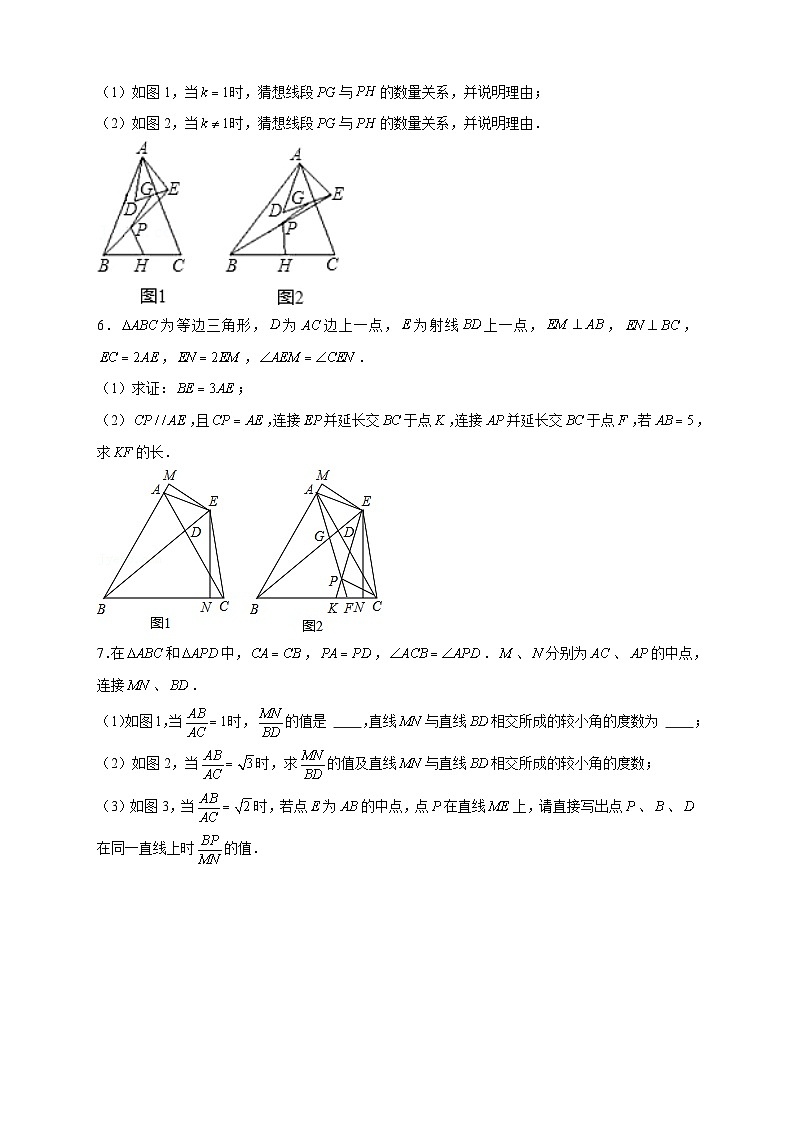 专题12 手拉手模型证相似-【微专题】2022-2023学年九年级数学下册常考点微专题提分精练（人教版）02