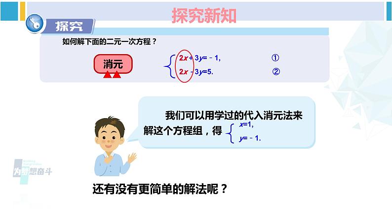 湘教版七年级数学下册 第1章 二元一次方程组 第1课时 加减消元法（课件）第3页