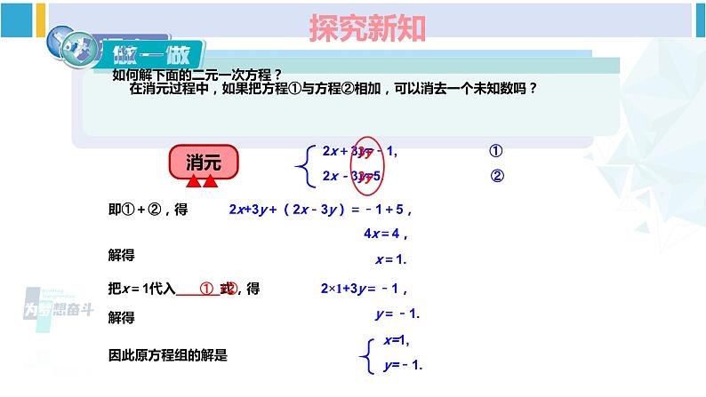 湘教版七年级数学下册 第1章 二元一次方程组 第1课时 加减消元法（课件）第5页