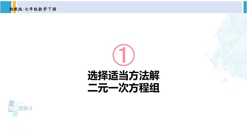 湘教版七年级数学下册 第1章 二元一次方程组 第2课时 选择适当方法解二元一次方程组（课件）01