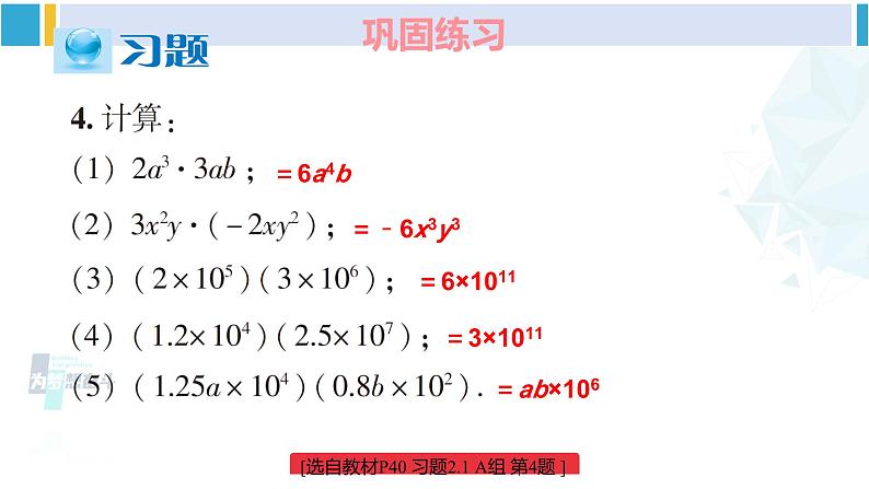 湘教版七年级数学下册 第2章 整式的乘法 习题2.1（课件）第5页