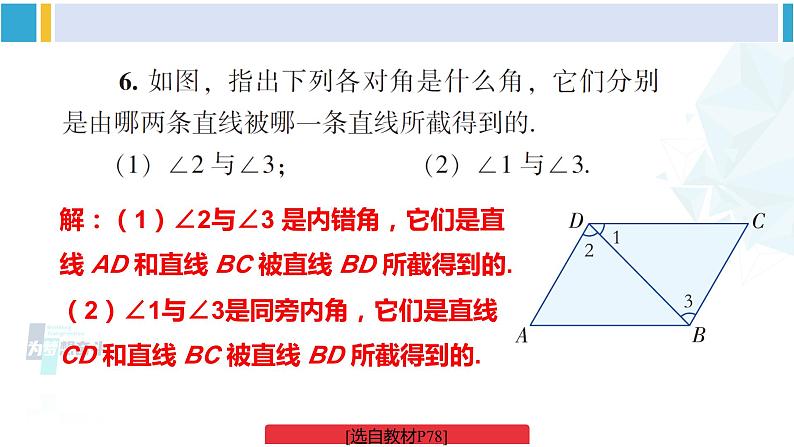 湘教版七年级数学下册 第4章 相交线与平行线 习题4.1（课件）07