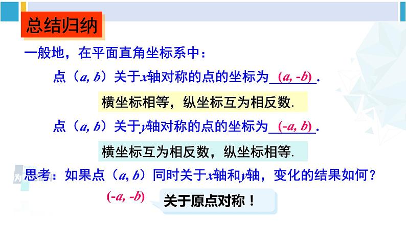 湘教版八年级数学下册 第3章 图形与坐标第1课时 轴对称的坐标表示（课件）06