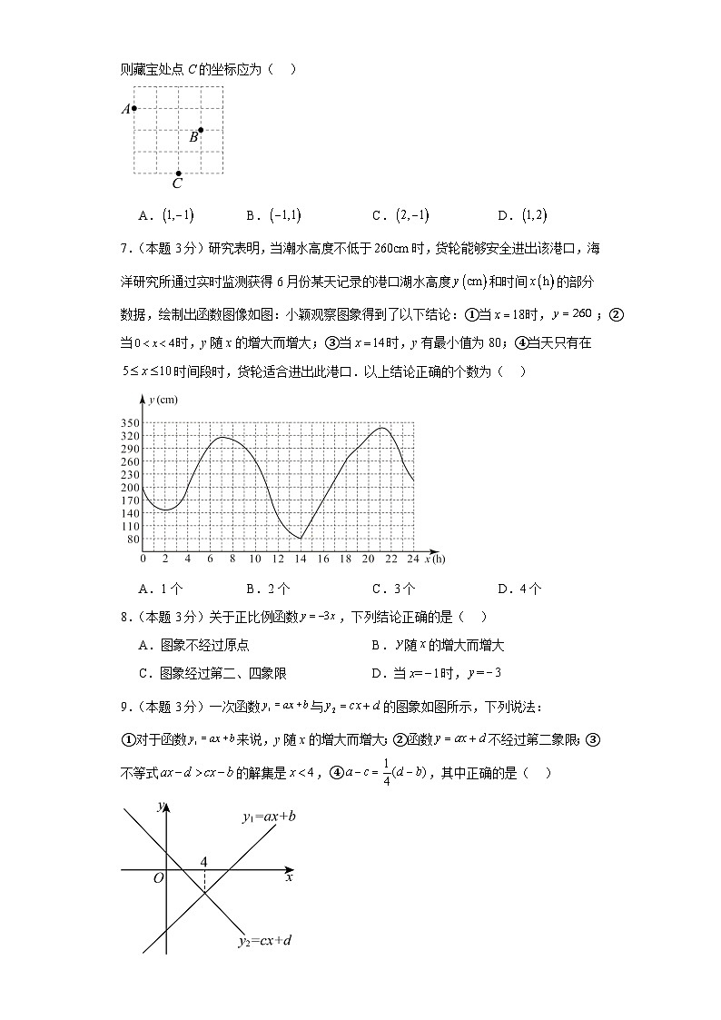 2023-2024学年数学八年级一次函数单元测试试题（京改版）基础卷一含解析02