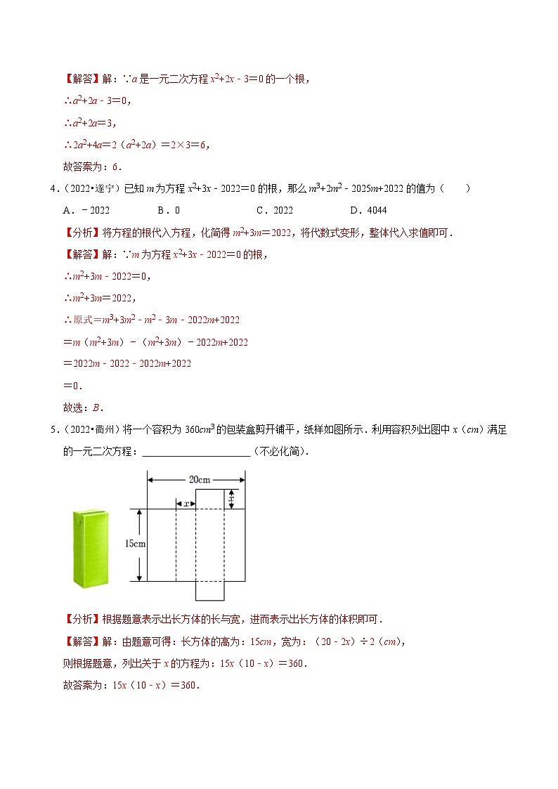 专题11 一元二次方程篇-备考2024年中考数学考点总结+题型专训（全国通用）02