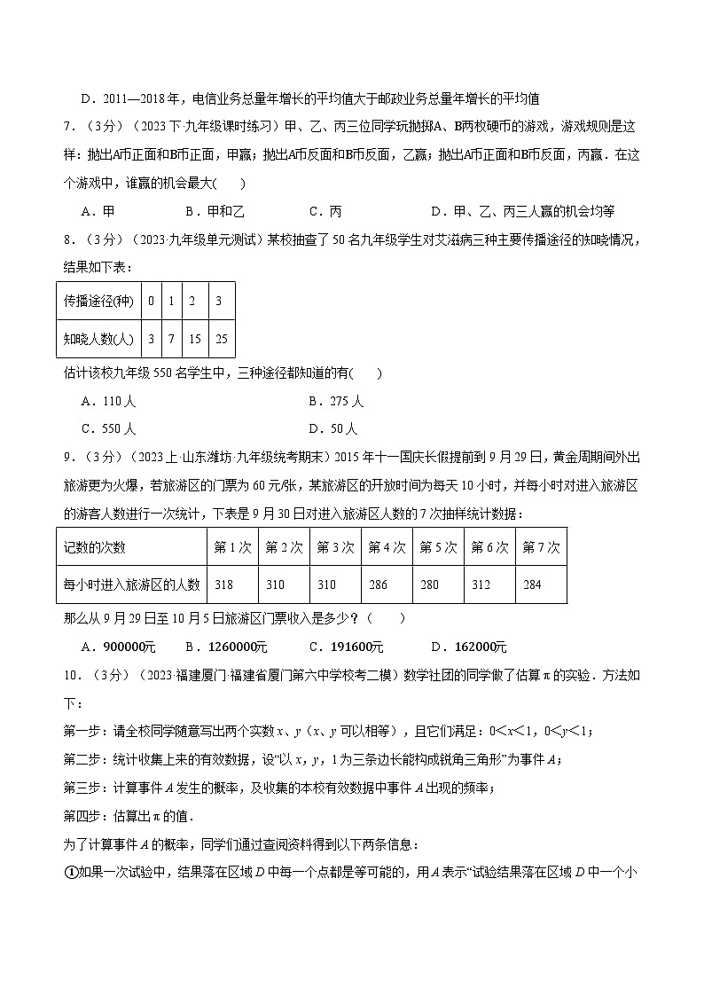 专题8.2 统计和概率的简单应用章末拔尖卷-2023-2024学年九年级数学下册举一反三系列（苏科版）03