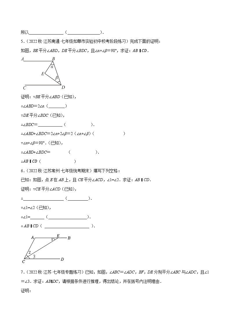 专题7.7平行线的性质与判定大题提升训练（填空型问题，重难点培优30题）-【拔尖特训】2022-2023学年七年级数学下册尖子生培优必刷题【苏科版】03