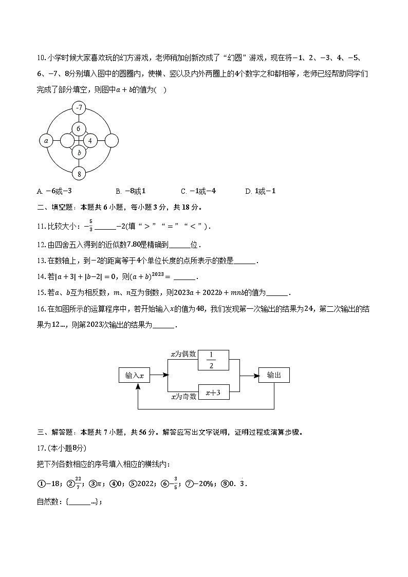 2023-2024学年浙江省杭州市西湖区弘益中学七年级（上）月考数学试卷（10月份）（含解析）第2页