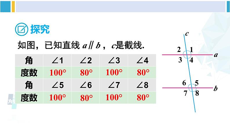 北师大版七年级数学下册 第二章 相交线与平行线第一课时 平行线的性质（课件）第6页