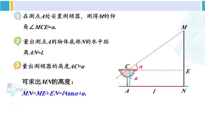 北师大版九年级数学下册 第一章 直角三角形的边角关系 6 利用三角函数测高（课件）第7页