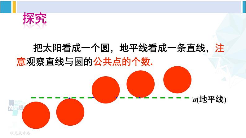 沪科版九年级数学下册 第24章 圆 第1课时 直线与圆的三种位置关系、切线的性质定理（课件）第3页