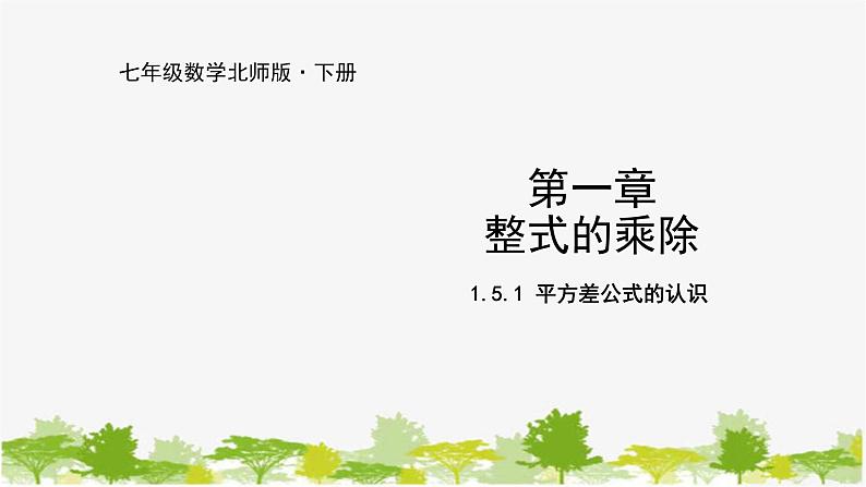 北师大版数学七年级下册 1.5.1 平方差公式的认识 课件01