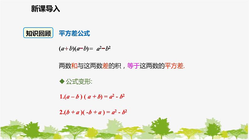 北师大版数学七年级下册 1.5.2 平方差公式的运用 课件第3页