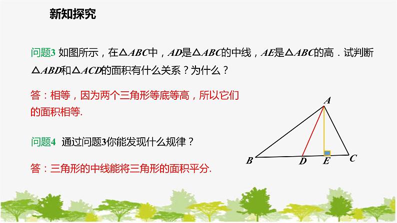 北师大版数学七年级下册 4.1.3  三角形的中线、角平分线 课件第7页