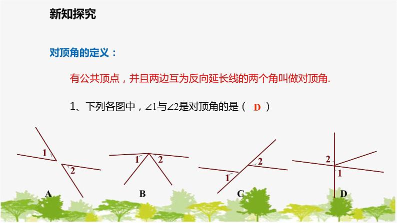 北师大版数学七年级下册 2.1.1 对顶角、补角与余角 课件08