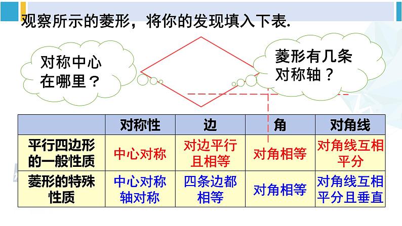 华师大版八年级数学下册 第19章 矩形、菱形与正方形 1.菱形的性质（课件）07