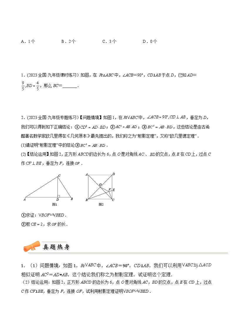 中考数学几何模型专项复习 模型41 相似形——射影定理模型-（原卷版+解析）第2页
