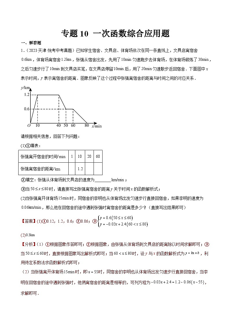 专题10 一次函数综合应用题（解析版）第1页
