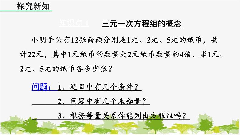 人教版数学七年级下册 8.4 三元一次方程组的解法课件04