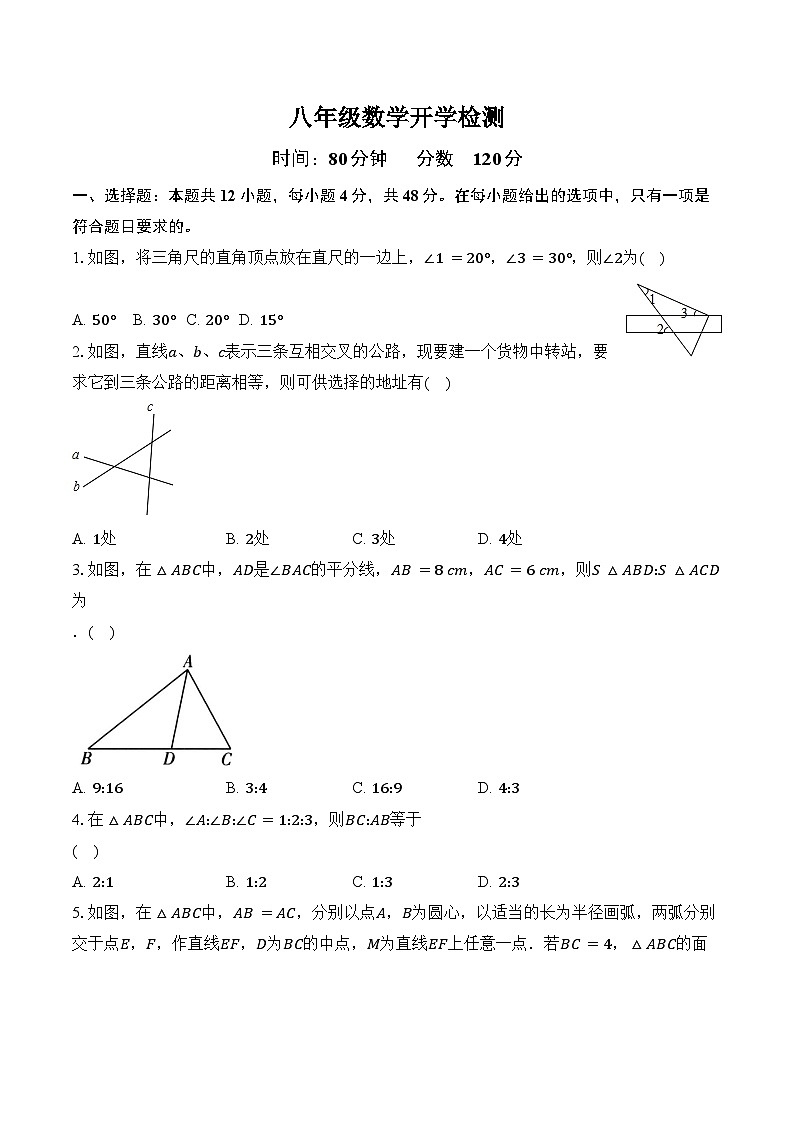山东省齐河县马集乡中学2023-—2024学年下学期开学摸底考试八年级数学试题+01