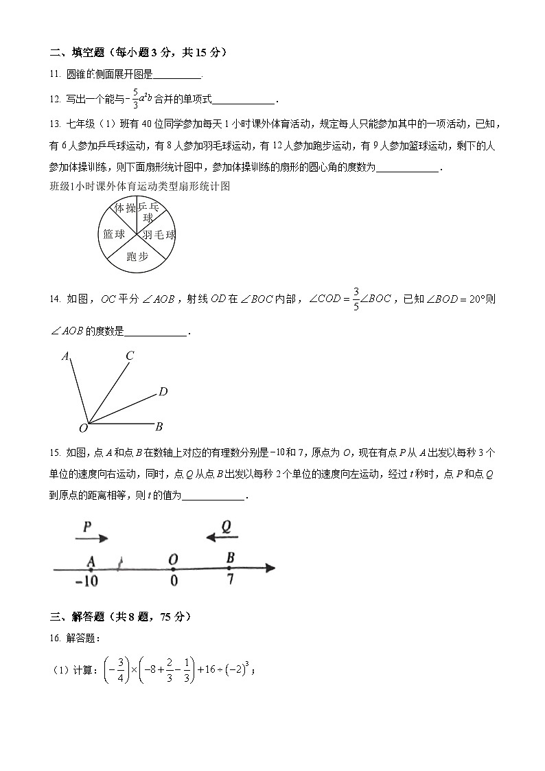精品解析：河南省平顶山市鲁山县2023-2024学年七年级上学期期末数学试题（原卷版）第3页