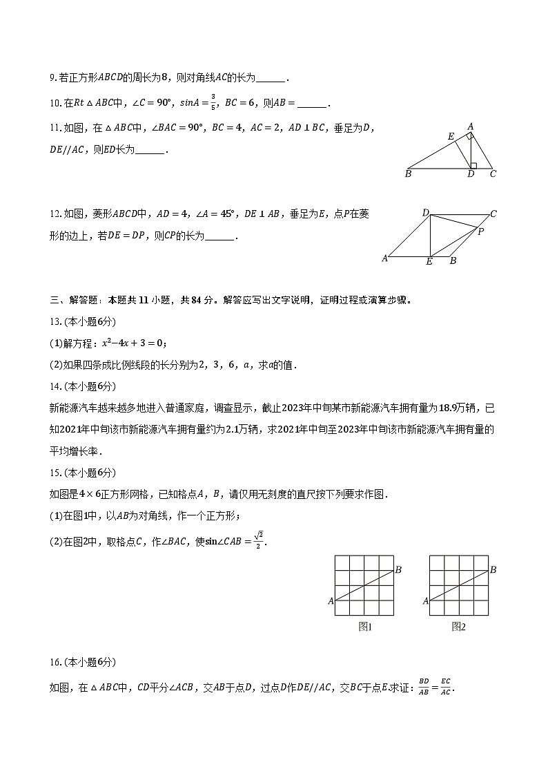2023-2024学年江西省吉安市遂川县九年级（上）期末数学试卷（含解析）第2页