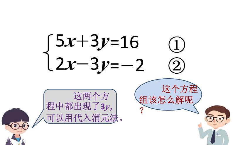 冀教版数学七年级下册 6.3 用加减法解二元一次方程组课件第2页