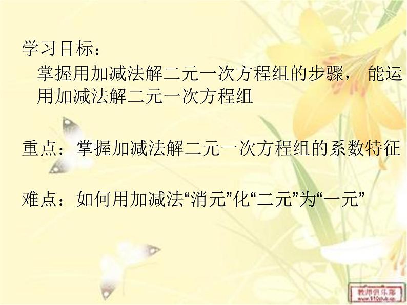 冀教版数学七年级下册 6.3 加减消元法解二元一次方程组课件第3页