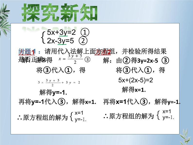 冀教版数学七年级下册 6.2 二元一次方程组的解法——加减法课件第3页